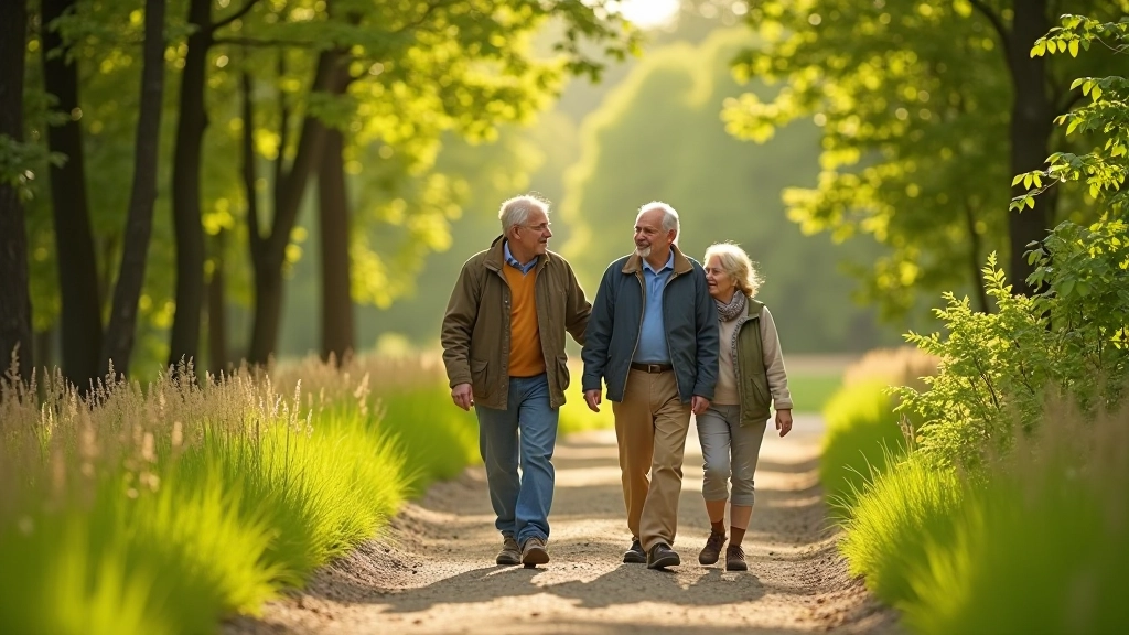 Walking group on nature path